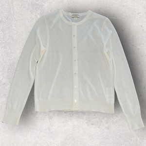 J Crew Collection Cream 100% Cashmere Button Down Cardigan Sweater Size Small